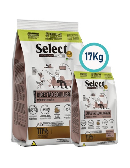 SELECT PERRO ADULTO RAZA MEDIANA Y GRANDE POLLO, HUEVO Y MANZANA 15KG+2kg, 17kg