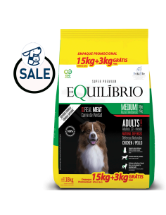 EQUILIBRIO perro Adulto Raza Mediana pollo 15kg+3kg