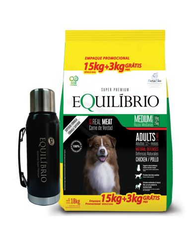 EQUILIBRIO perro Adulto Raza Mediana pollo 15kg+3kg,18kg