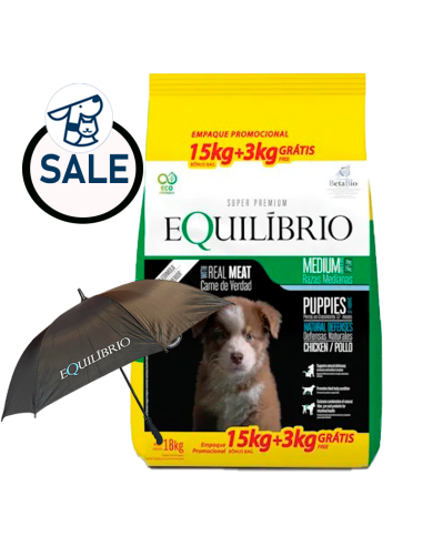 Equilibrio Perro Cachorro Raza Mediana 15 kg + 3 kg, 18kg