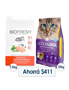 BIOFRESH GATO ADULTO CASTRADO POLLO + ARENA ODOURLOCK