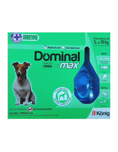 Pipeta Antipulgas Y Garrapatas Dominal Max Perros De 5 a 10,1 Kg