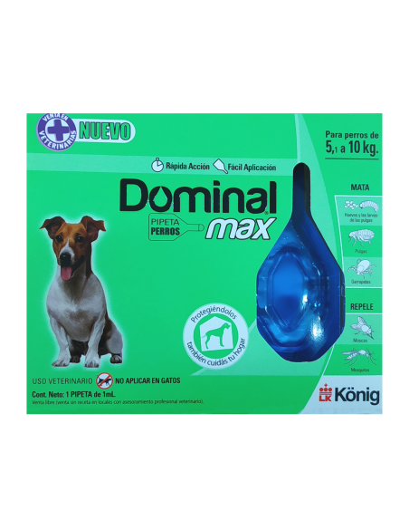 Pipeta Antipulgas Y Garrapatas Dominal Max Perros De 5 a 10,1 Kg