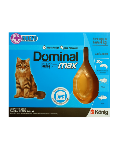 Pipeta Antipulgas Y Garrapatas Dominal Max Gatos Hasta 4 Kg