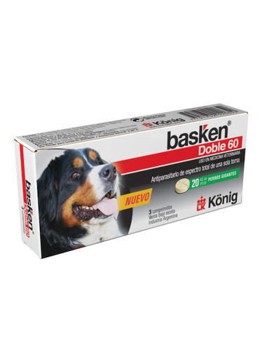 Desparasitante Basken Doble 60 Para Perros (3 Comp)