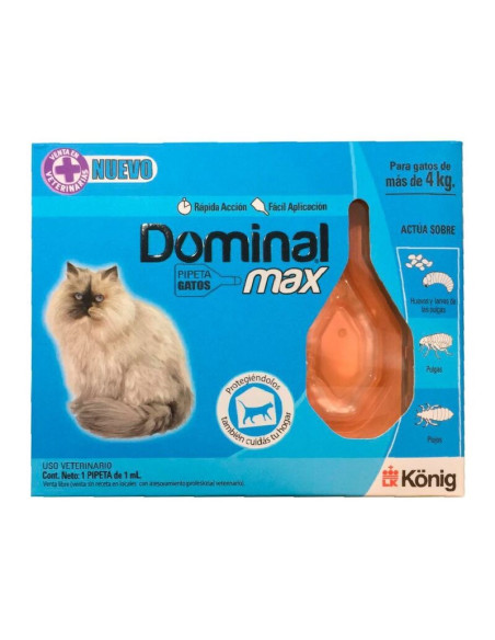 Pipeta Antipulgas Y Garrapatas Dominal Max Gatos Más de 4 Kg
